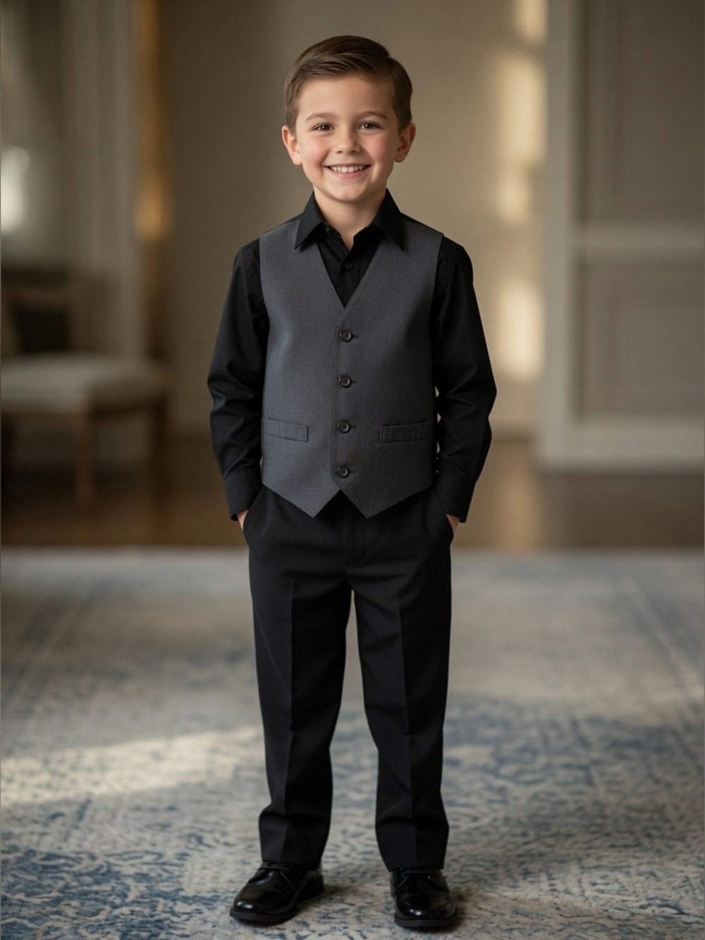 Boy(s) George size 8 Black and Gray Suit Set